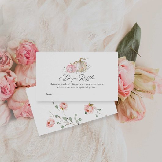 カボチャ赤ちゃんシャワーおむつラッフルチケット エンクロージャーカード