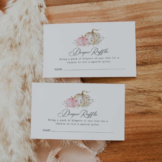 カボチャ赤ちゃんシャワーおむつラッフルチケット エンクロージャーカード