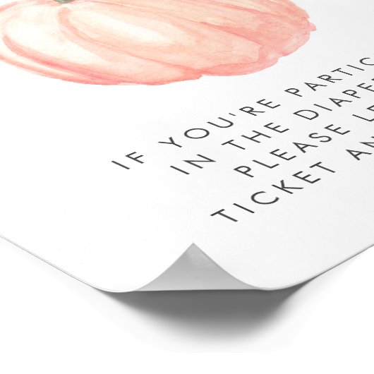 カボチャ赤ちゃんシャワーおむつラッフルドロップオフサイン ポスター (角)