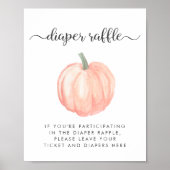 カボチャ赤ちゃんシャワーおむつラッフルドロップオフサイン ポスター (正面)