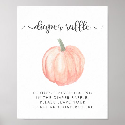 カボチャ赤ちゃんシャワーおむつラッフルドロップオフサイン ポスター (正面)
