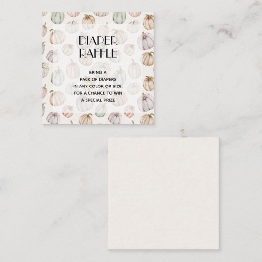 カボチャ赤ちゃんシャワーおむつラッフル エンクロージャーカード (正面/裏面)