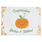 カボチャ赤ちゃんシャワーかわいい秋 ラージペーパーバッグ (裏面)