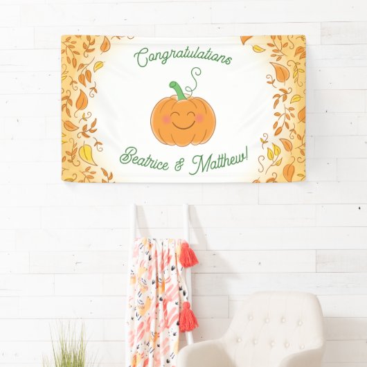 カボチャ赤ちゃんシャワーかわいい秋 横断幕 (インサイチュ)
