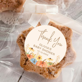 カボチャ赤ちゃんシャワーのお願い ラウンドシール