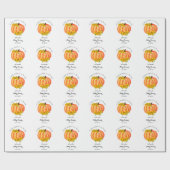 カボチャ赤ちゃんシャワーオレンジホワイトラッピング紙 ラッピングペーパー (フラット)