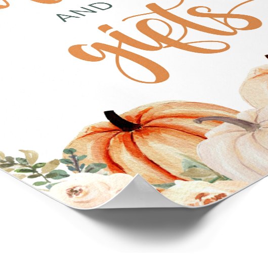 カボチャ赤ちゃんシャワーカードとギフトサイン ポスター (角)