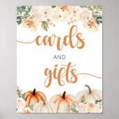 カボチャ赤ちゃんシャワーカードとギフトサイン ポスター (正面)