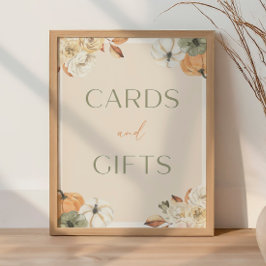 カボチャ赤ちゃんシャワーカードとギフトサイン ポスター