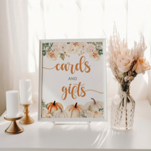 カボチャ赤ちゃんシャワーカードとギフトサイン ポスター