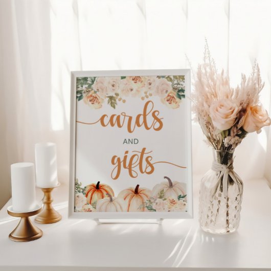カボチャ赤ちゃんシャワーカードとギフトサイン ポスター