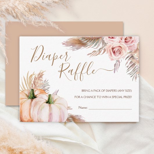 カボチャ赤ちゃんシャワーガールカボチャおむつラッフル エンクロージャーカード