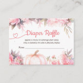 カボチャ赤ちゃんシャワーガールピンク秋おむつラッフル エンクロージャーカード (正面)