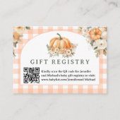 カボチャ赤ちゃんシャワーギフトレジストリ エンクロージャーカード (正面)