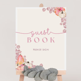 カボチャ赤ちゃんシャワーゲストブックサイン ポスター