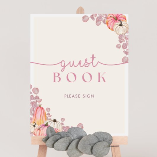 カボチャ赤ちゃんシャワーゲストブックサイン ポスター