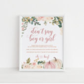 カボチャ赤ちゃんシャワーゲーム男の子または女の子と言わない ポスター