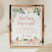 カボチャ赤ちゃんシャワーゲーム男の子または女の子と言わない ポスター