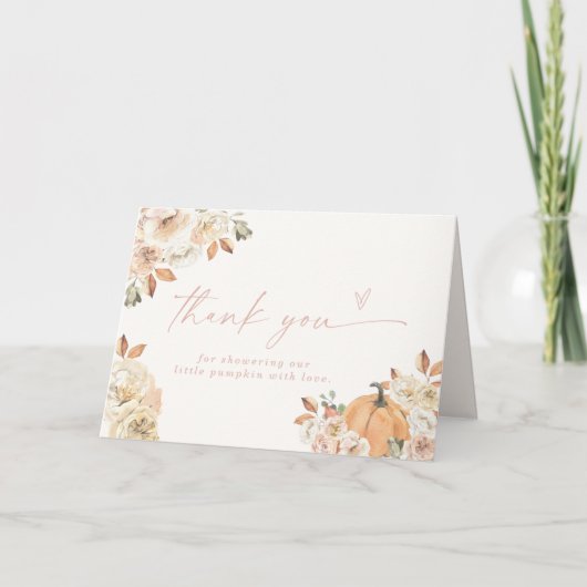 カボチャ赤ちゃんシャワーサンキューカードボホ秋ベビー サンキューカード (正面)