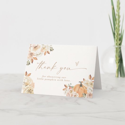 カボチャ赤ちゃんシャワーサンキューカードボホ秋ベビー サンキューカード (正面)