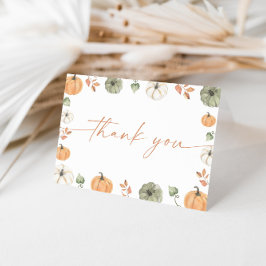 カボチャ赤ちゃんシャワーサンキューカードボホ秋ベビー サンキューカード