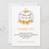 カボチャ赤ちゃんシャワーサンキューカード サンキューカード (正面)