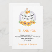 カボチャ赤ちゃんシャワーサンキューカード サンキューカード (正面/裏面)