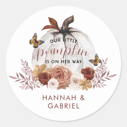 カボチャ赤ちゃんシャワーステッカー ラウンドシール (正面)