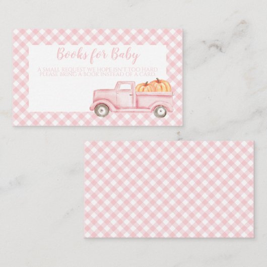 カボチャ赤ちゃんシャワーピンクのプライド本ベビー エンクロージャーカード (正面/裏面)