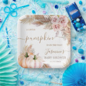 カボチャ赤ちゃんシャワーピンクガールフローラ秋秋 ペーパープレート (パーティー)