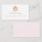 カボチャ赤ちゃんシャワーピンクフローラブックスベビー エンクロージャーカード (正面/裏面)