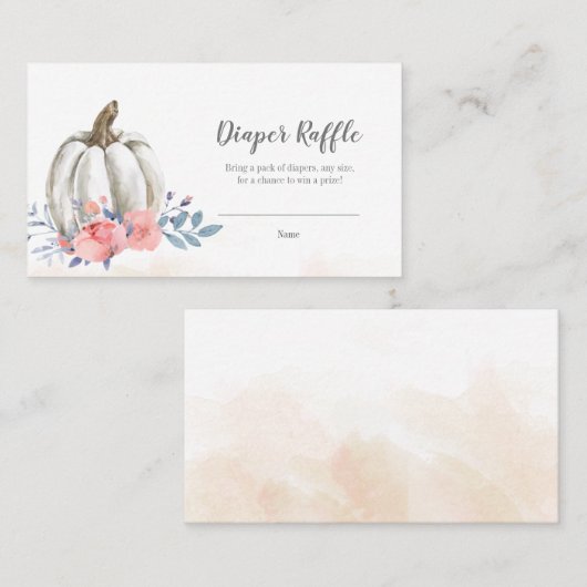 カボチャ赤ちゃんシャワーフローラおむつラッフルカード 名刺 (正面/裏面)