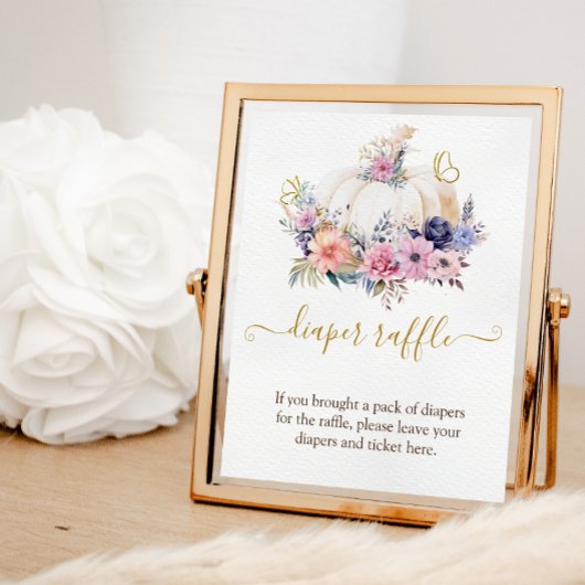 カボチャ赤ちゃんシャワーフローラおむつラッフルゲームサイン フォトプリント           