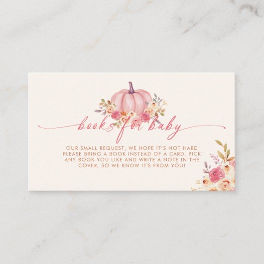 カボチャ赤ちゃんシャワーブックリクエストエンクロージャカード エンクロージャーカード (正面)