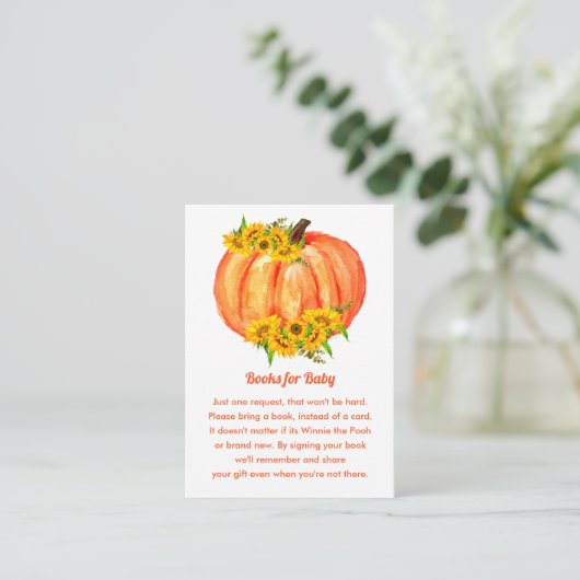 カボチャ赤ちゃんシャワーブックリクエスト エンクロージャーカード (スタンド正面)