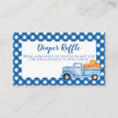 カボチャ赤ちゃんシャワーブループレイドトラックおむつラッフル エンクロージャーカード (正面)