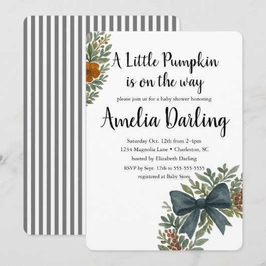 カボチャ赤ちゃんシャワーホタテのエッジ招待状 招待状 (正面/裏面)