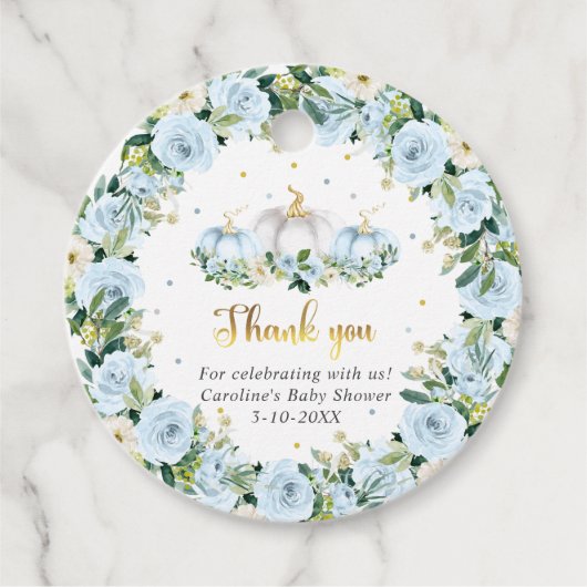 カボチャ赤ちゃんシャワーボーイ秋カボチャのギフト フェイバータグ (正面)