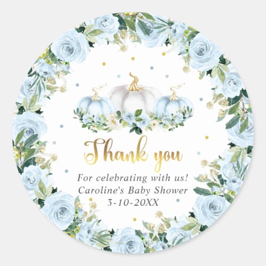 カボチャ赤ちゃんシャワーボーイ秋カボチャの好意 ラウンドシール (正面)