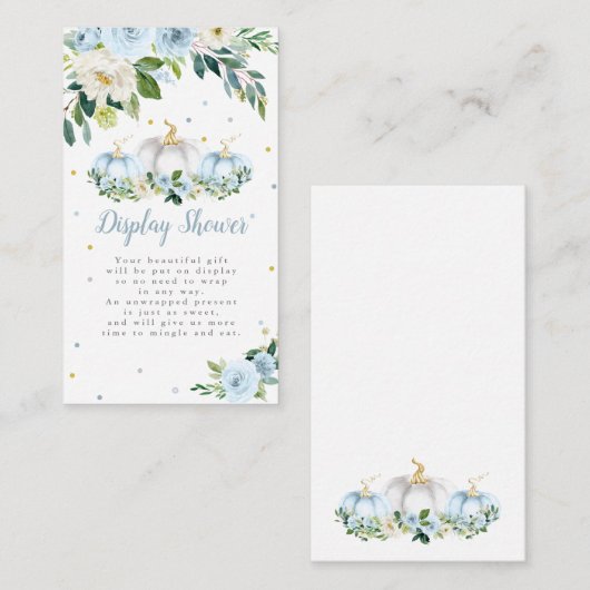 カボチャ赤ちゃんシャワーボーカボチャ表示シャワー エンクロージャーカード (正面/裏面)