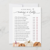 カボチャ赤ちゃんシャワーママまたはパパのゲームカード 招待状 (正面)