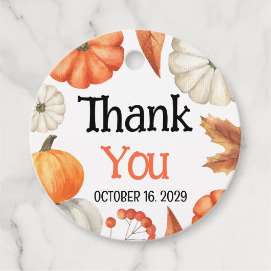 カボチャ赤ちゃんシャワーメッセージカード フェイバータグ (正面)