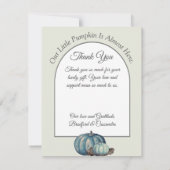 カボチャ赤ちゃんシャワーライトグレーブルー水色 サンキューカード (裏面)