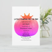 カボチャ赤ちゃんシャワー女の子ピンクの抽象芸術QRコード 招待状 (スタンド正面)