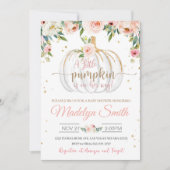 カボチャ赤ちゃんシャワー小さなカボチャが途中にある 招待状 (正面)