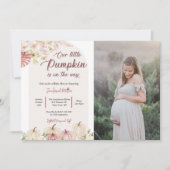 カボチャ赤ちゃんシャワー少しカボチャが途中にある 招待状 (正面)
