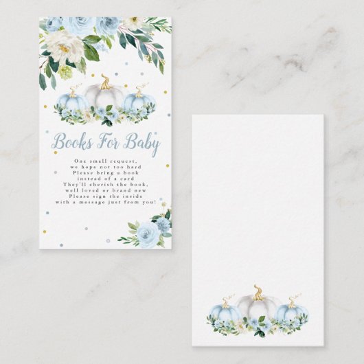 カボチャ赤ちゃんシャワー少年カボチャ本ベビー エンクロージャーカード (正面/裏面)