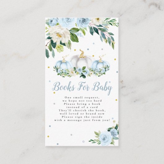 カボチャ赤ちゃんシャワー少年カボチャ本ベビー エンクロージャーカード (正面)