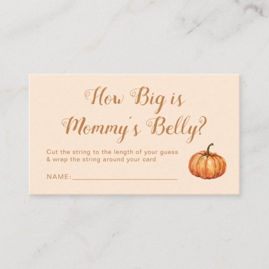 カボチャ赤ちゃんシャワー彼女の腹の大きさを推測 エンクロージャーカード (正面)