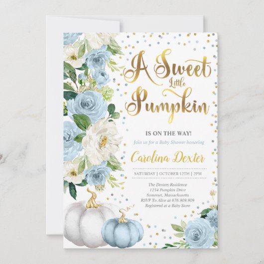 カボチャ赤ちゃんシャワー招待状男の子秋シャワー 招待状 (正面)